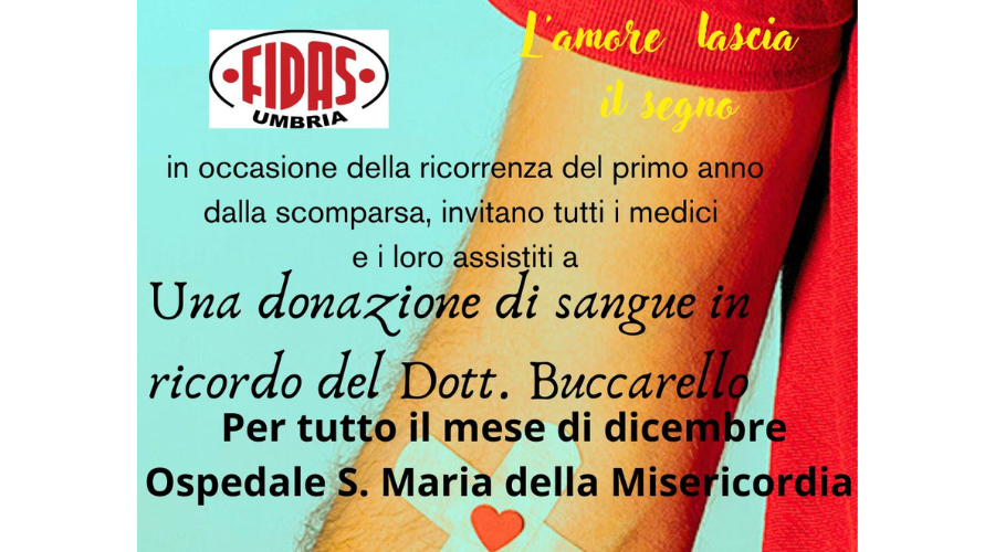 Clicca per accedere all'articolo FIDAS Umbria: "Una donazione di sangue in ricordo del Dott. Buccarello"