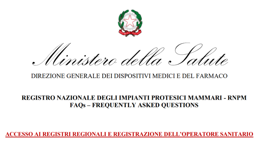 Clicca per accedere all'articolo MINISTERO DELLA SALUTE - Circolare del 31/10/2025 - Indicazioni per la registrazione degli interventi di impianto o rimozione di una protesi mammaria nei registri regionali/provinciali da parte degli operatori sanitari 